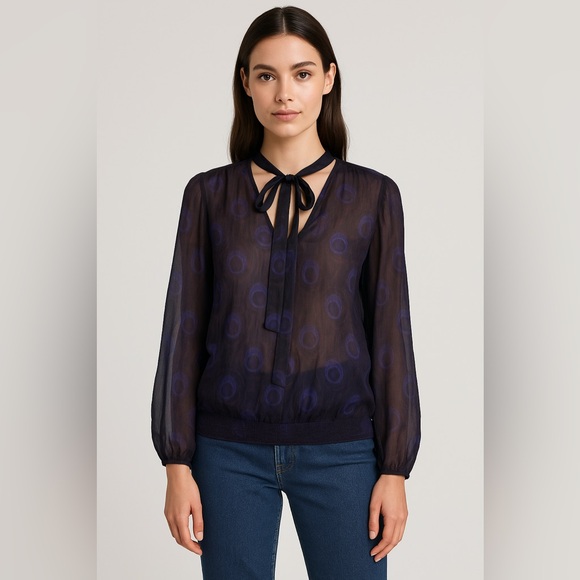 Michael Kors Tie Neck Blouse – Color: Iris | Size M - Picture 1 of 9